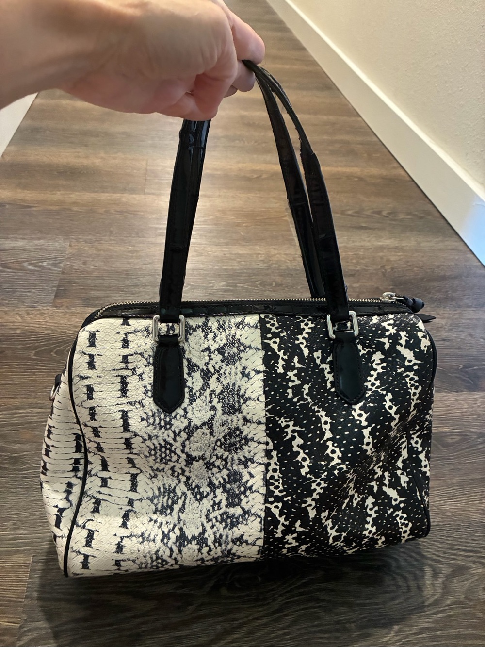 Coach Black and White Patterned Satchel - Picture 2 of 7